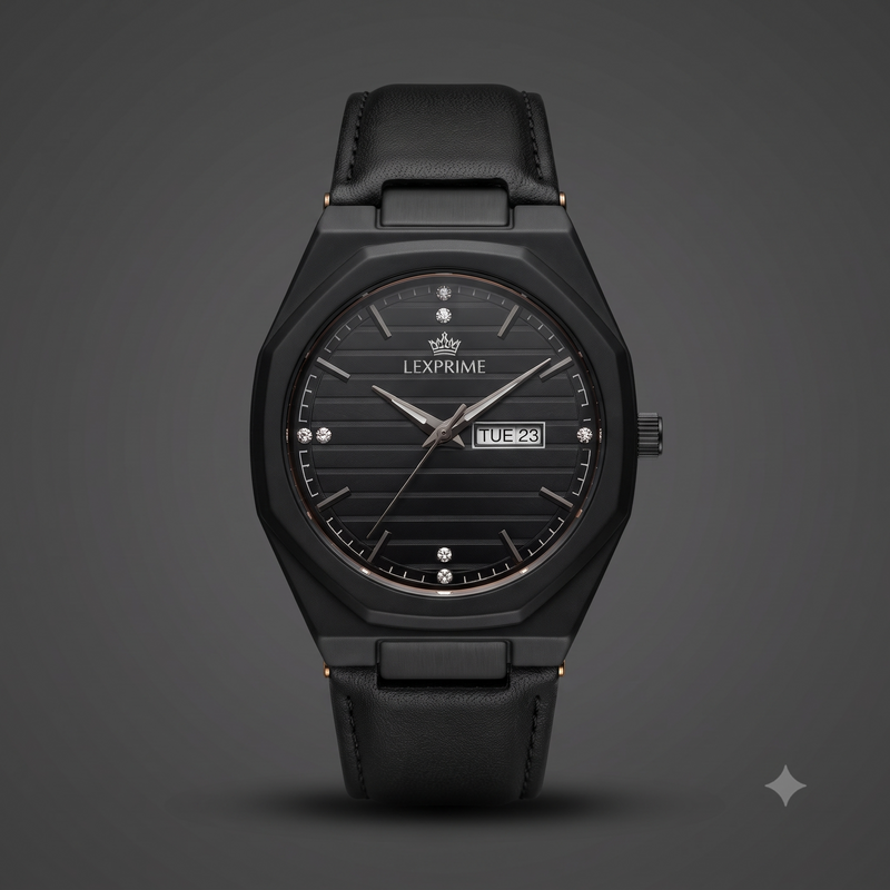 black strap watch